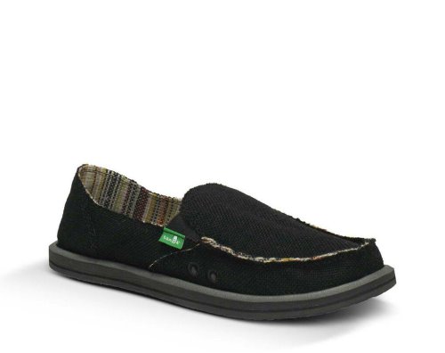 Sanuk Womens Donna Hemp Black Shoes | SIWJRQ381